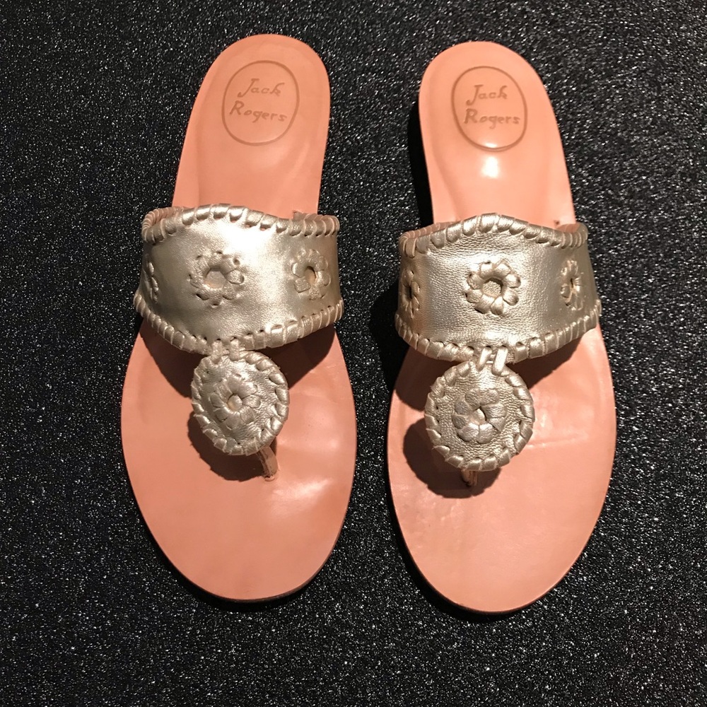 Jack Rogers Capri Wedge Sandal 8.5 Platinum